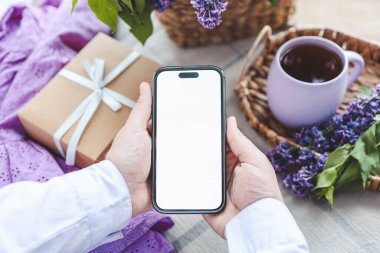 İzole edilmiş ekranlı telefon, metin için boşluk.