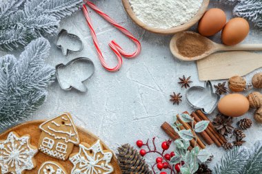 Noel arkaplanı fırın malzemeleriyle.