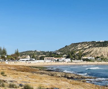 Beautiful view of the seacoast at Praia da Luz beach