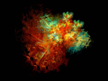 Soyut arkaplan çizimi, modern hipster fütüristik fraktal alev grafiği, renkli sürreal poster, afiş