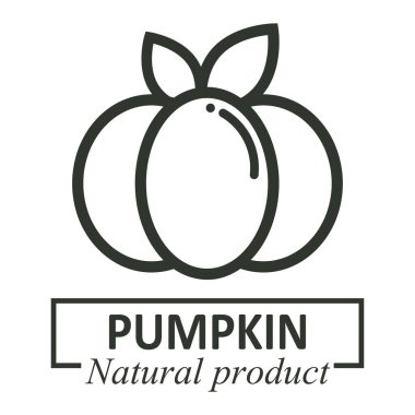  cartoon pumpkin vector image outline with leaves and logotype