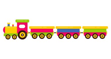 Çizgi film sevimli tren ve tren vagonları vektörü