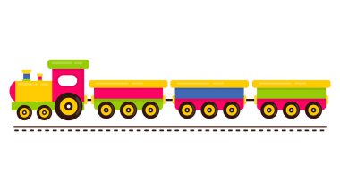 karikatür sevimli tren ve tren vagonları raylı vektör üzerinde 