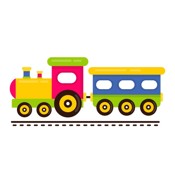 卡通人物可爱的火车和火车轨道上的车厢 — 图库矢量图片