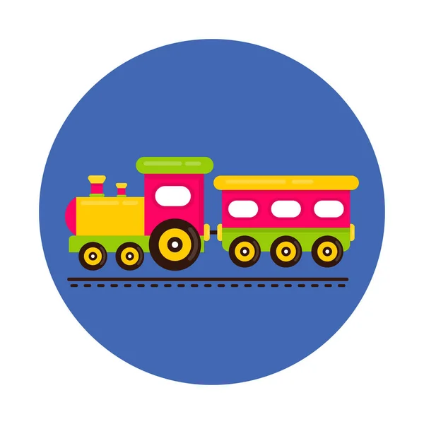 卡通人物 可爱的火车和火车轨道上的车厢图标 — 图库矢量图片