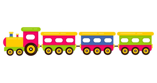 Cartone Animato Treno Carino Vagoni Ferroviari — Vettoriale Stock
