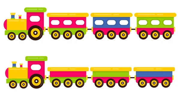 Cartone Animato Carino Treno Vagoni Ferroviari Set — Vettoriale Stock