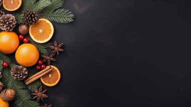 Noel ağacı, fotokopi alanı ile süslenmiş koyu arkaplan