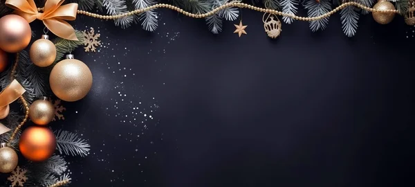 Noel ağacı, fotokopi alanı ile süslenmiş koyu arkaplan