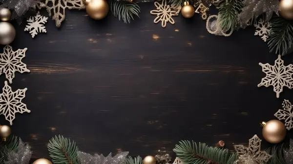 Рождественская Елка Украшена Темным Фоном Копировальным Местом Стоковое Фото