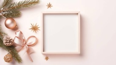 Kopya Boşluğu olan kayısı tonlarında Noel süslenmiş çerçeve