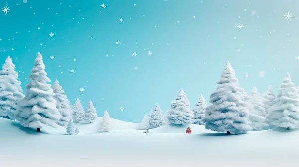 Рождественский Пейзаж Украшение Бумаги Баннер Иллюстрации Стоковое Фото