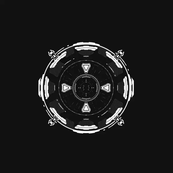 Siyah Arkaplan 'da Gelecekçi Beyaz Dairesel Teknoloji Arayüzü