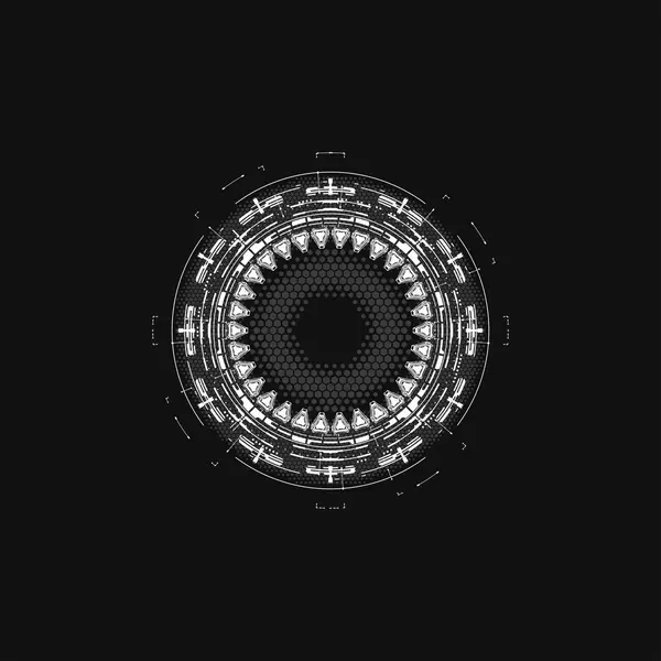 Siyah Arkaplan 'da Gelecekçi Beyaz Dairesel Teknoloji Arayüzü