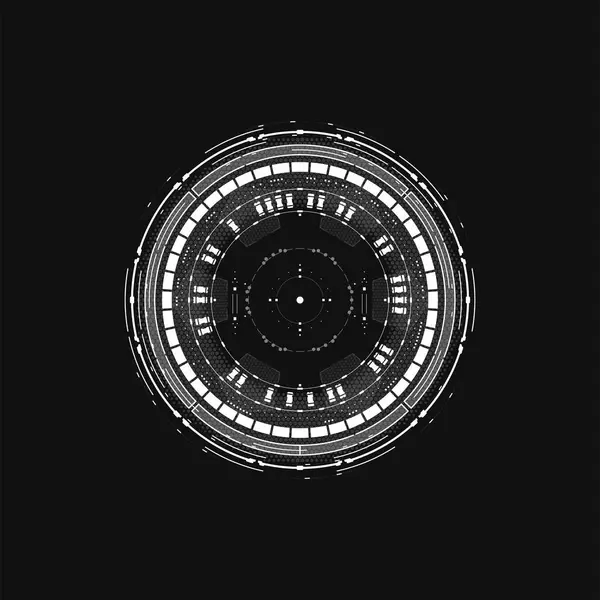 Siyah Arkaplan 'da Gelecekçi Beyaz Dairesel Teknoloji Arayüzü