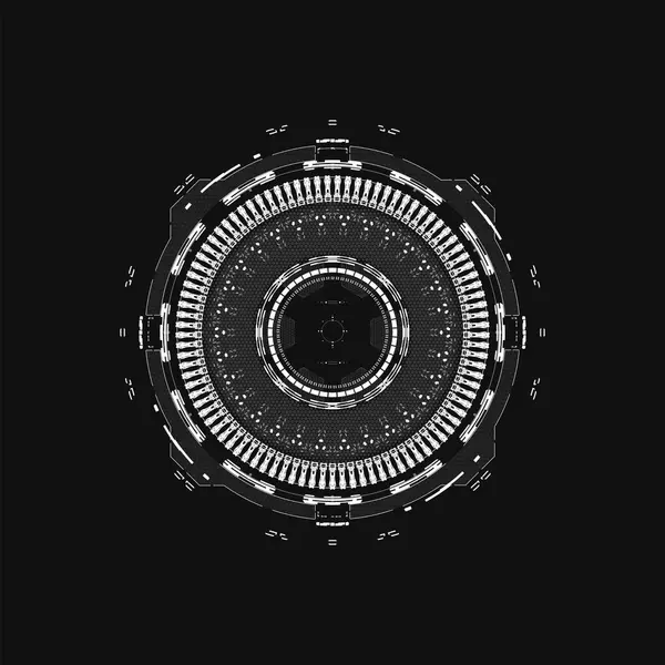 Siyah Arkaplan 'da Gelecekçi Beyaz Dairesel Teknoloji Arayüzü