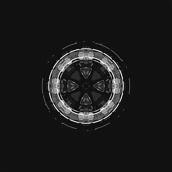 Siyah Arkaplan 'da Gelecekçi Beyaz Dairesel Teknoloji Arayüzü