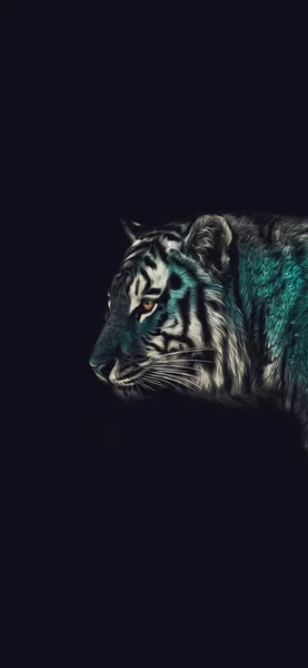 Tigre Caminando Ilustración Oscuridad Pop Art Estilo Fondo Pantalla — Foto de Stock