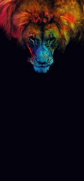 Colorful Lion Head Pop Art Style Creative Wallpaper Illustration — Stock Photo, Image