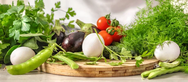 Conjunto Diferentes Alimentos Para Cocinar Una Alimentación Saludable Verduras Frescas — Foto de Stock
