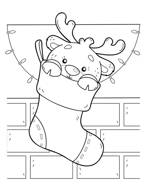 Noel çorabında bir ren geyiği çizimi