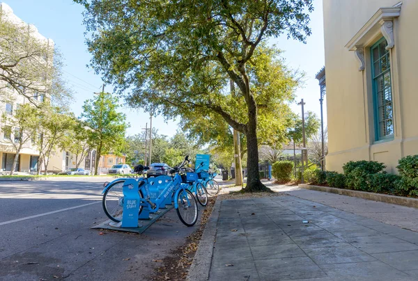 New Orleans Usa January 2023 Blue Bike Bike Share Stand Stockbild