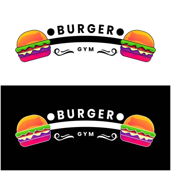 Burger Gym Logo Design Vector — Stock Vector
