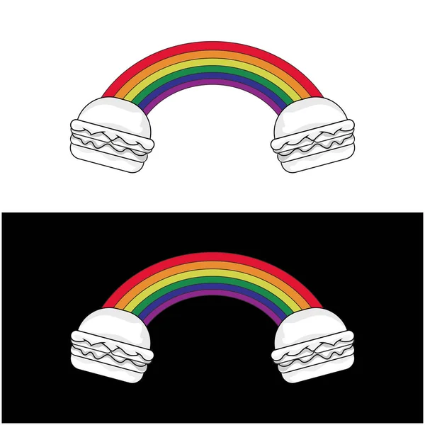 Burger Regenbogen Logo Design Vorlage — Stockvektor