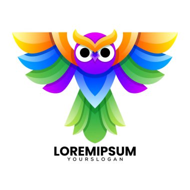 Renkli kuş baykuş logosu tasarımı