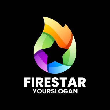 harf ateş yıldızı renkli logo tasarımı