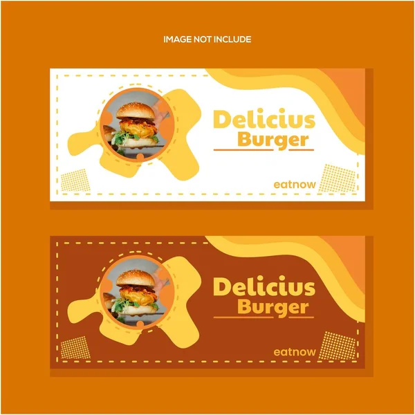 Lezzetli Hamburger Yemek Menüsü Web Pankartı Şablonu — Stok Vektör