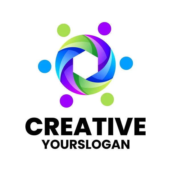 Logo Vettoriale Illustrazione Comunità Persone Cura Gradiente Stile Colorato — Vettoriale Stock