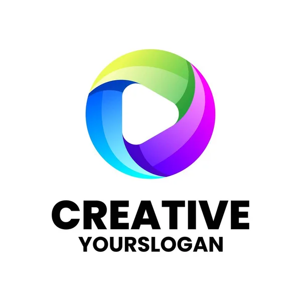 Vettore Logo Illustrazione Media Giocare Azienda Gradiente Colorato — Vettoriale Stock