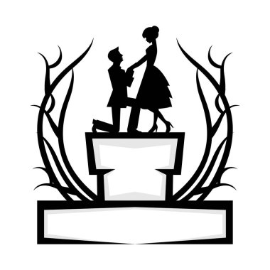 Aşıklar siluet logo tasarım şablonu