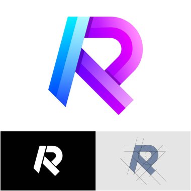 R harfi gradyan logo tasarımı