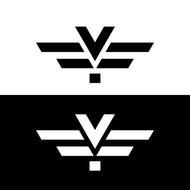 V harfli kanatlar monogram logo tasarımı