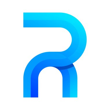 harf r mavi gradyan logo tasarımı