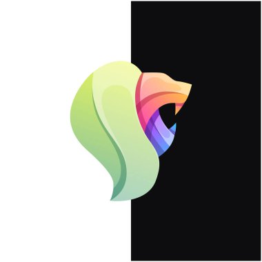 Vektör logosu illüstrasyon aslan gradyanı renkli