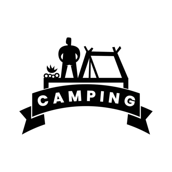 Plantilla Diseño Del Logo Del Camping Silhouette — Vector de stock
