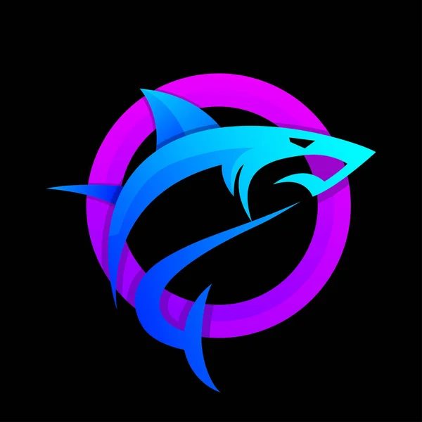 Πολύχρωμο Σχέδιο Λογότυπο Κλίση Καρχαρία — Διανυσματικό Αρχείο