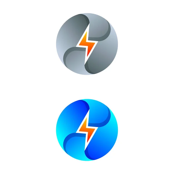 Círculo Relâmpago Gradiente Logotipo Design —  Vetores de Stock