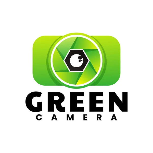 Design Creativo Del Logo Gradiente Della Fotocamera Verde — Vettoriale Stock