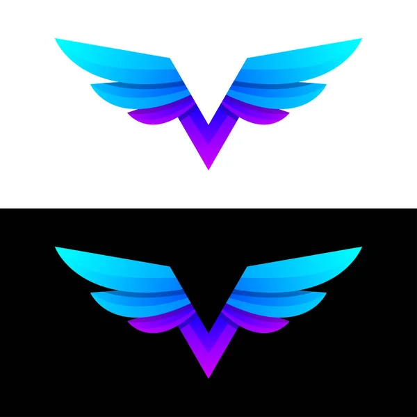 Letra Diseño Del Logotipo Del Gradiente Wing — Vector de stock