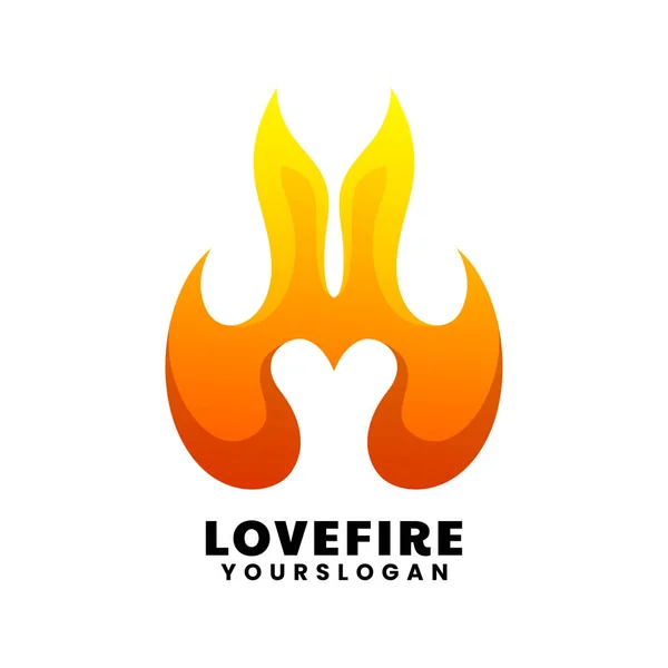 Aşk Ateş Gradyan Logo Tasarımı — Stok Vektör