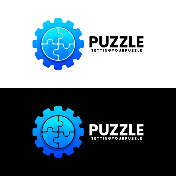 stock vector puzzle and setting gradient logo design