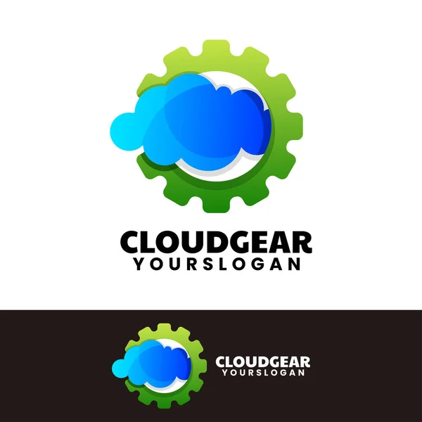 Diseño Moderno Del Logotipo Nube Gradiente Engranajes — Vector de stock