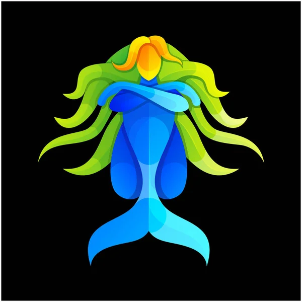 Soyut Deniz Kızı Gradyan Logo Tasarımı — Stok Vektör