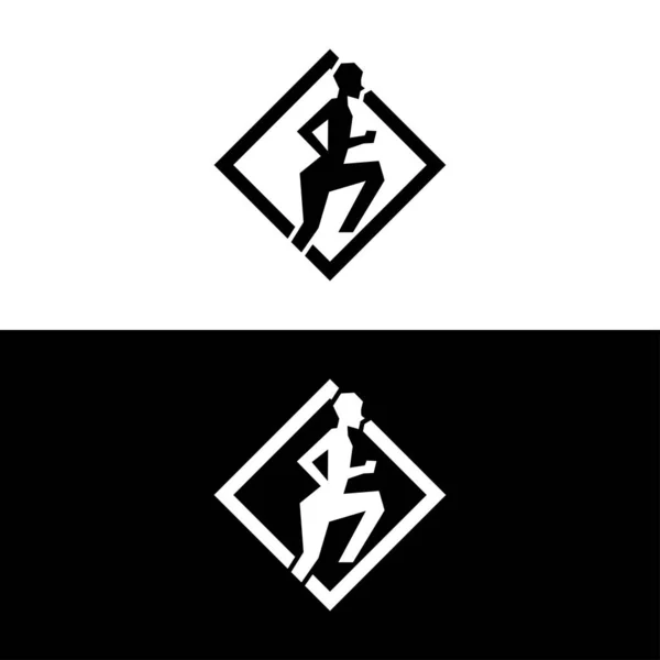 Design Creativo Del Logo Della Corsa Umana — Vettoriale Stock