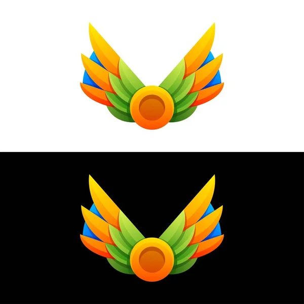 Векторный Логотип Иллюстрации Крылья Градиентный Красочный Стиль — стоковый вектор