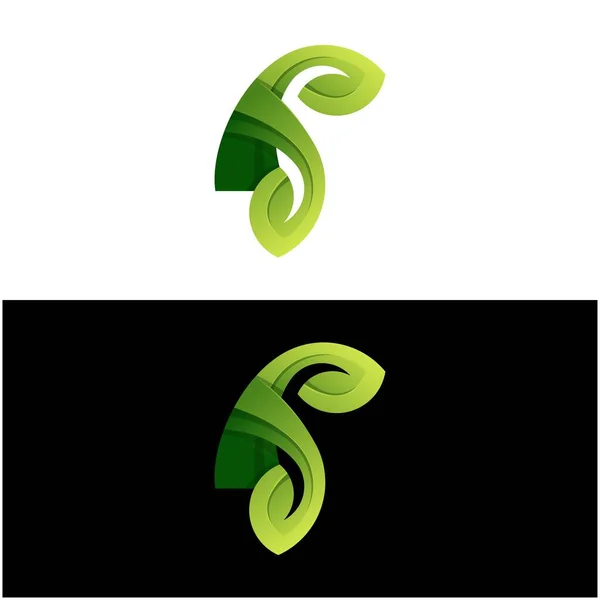 Vector Logo Illustration Lettre Feuille Dégradé Style Coloré — Image vectorielle